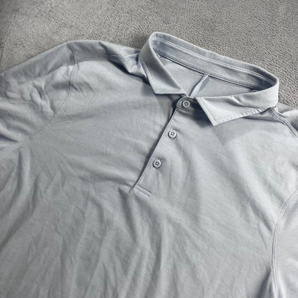 Lululemon Evolution Polo Shirt Mens XL Light Blue Short Sleeve Golf Top